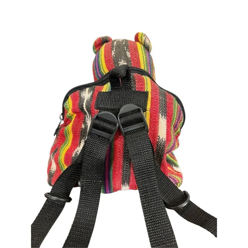 RUTH Y NOHEMI Multicolored Color Small Bear Backpack Hand Made In GUATEMALA